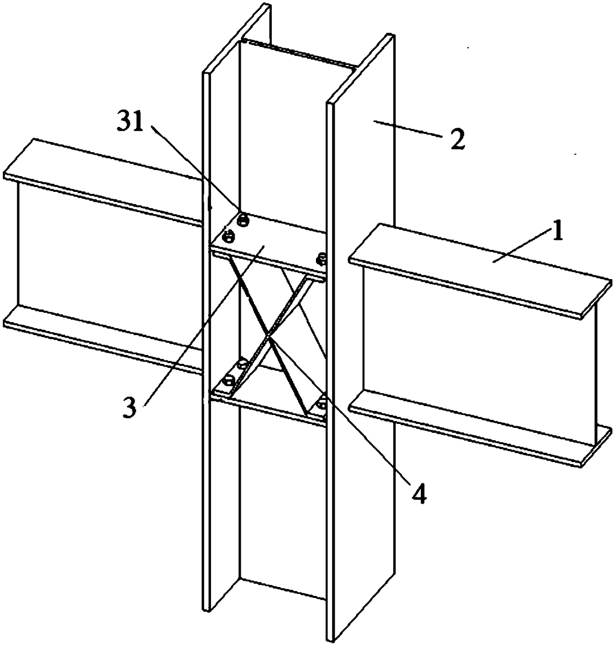 X-shaped rib steel beam-column joint reinforcing device