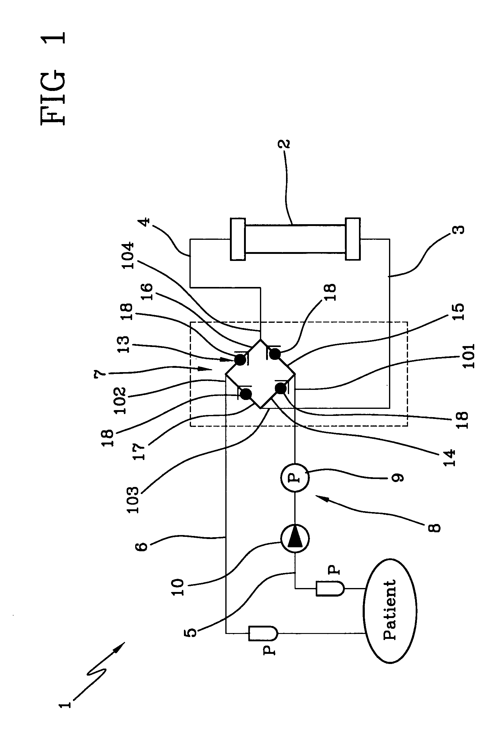 Circuit for extracorporeal blood treatment and flow-inverting device utilized therein