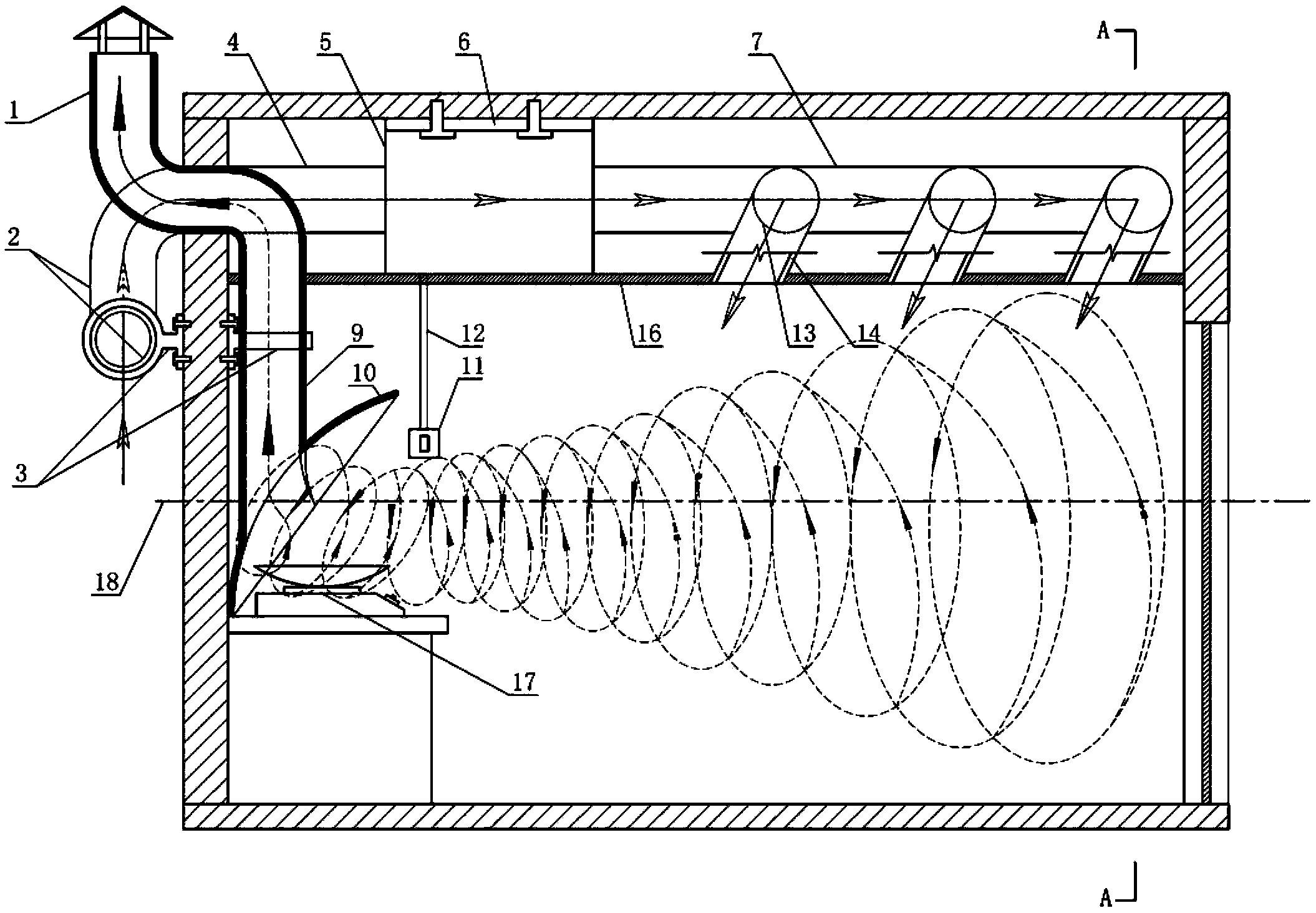 Positive-pressure vortex type disassembly-free washable range hood