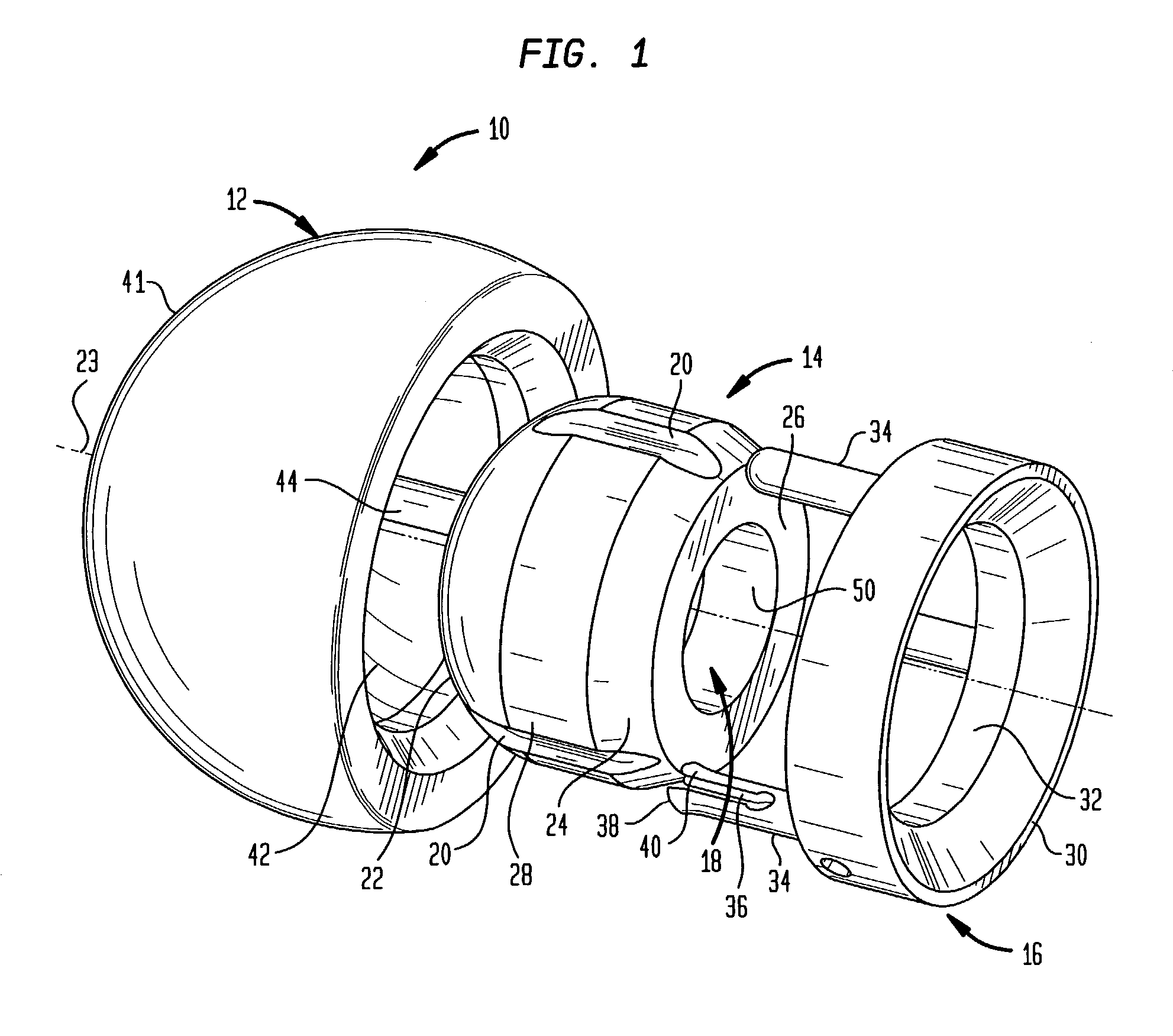 Partially constrained ball and socket