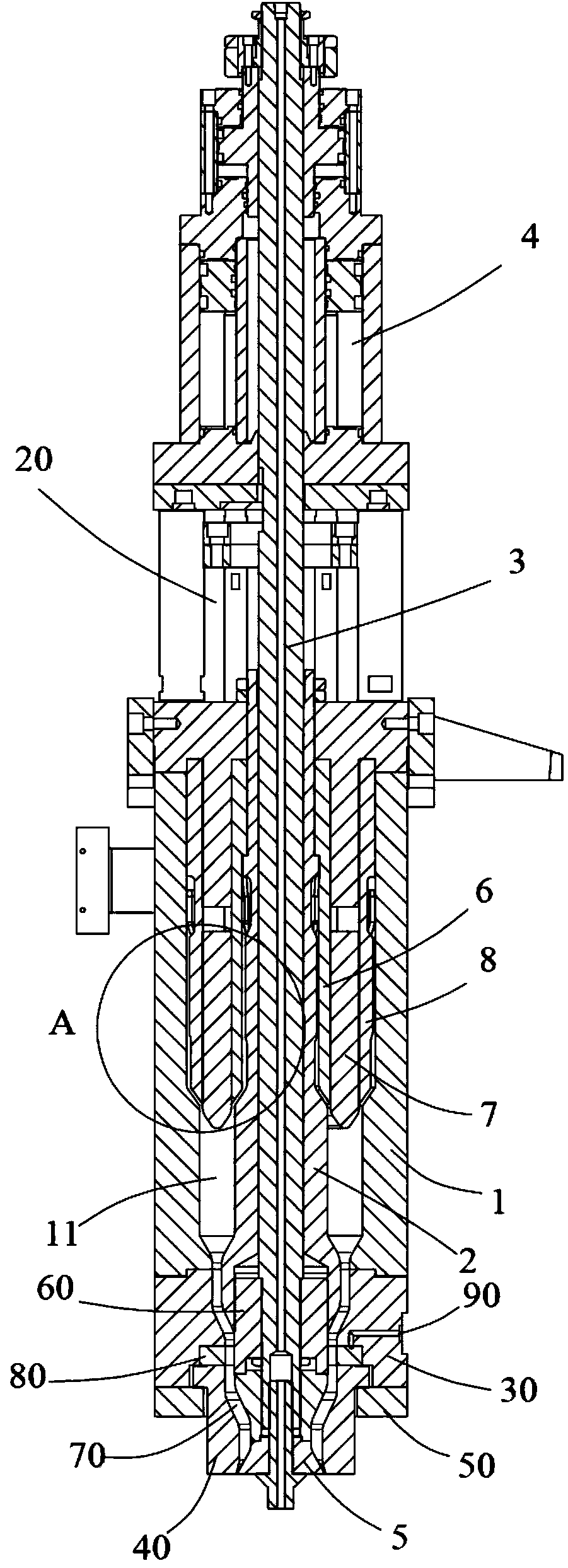 Die head applied to blow moulding machine