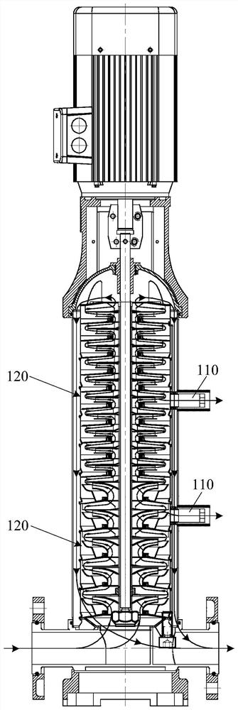 Vertical centrifugal pump and water supply system with same