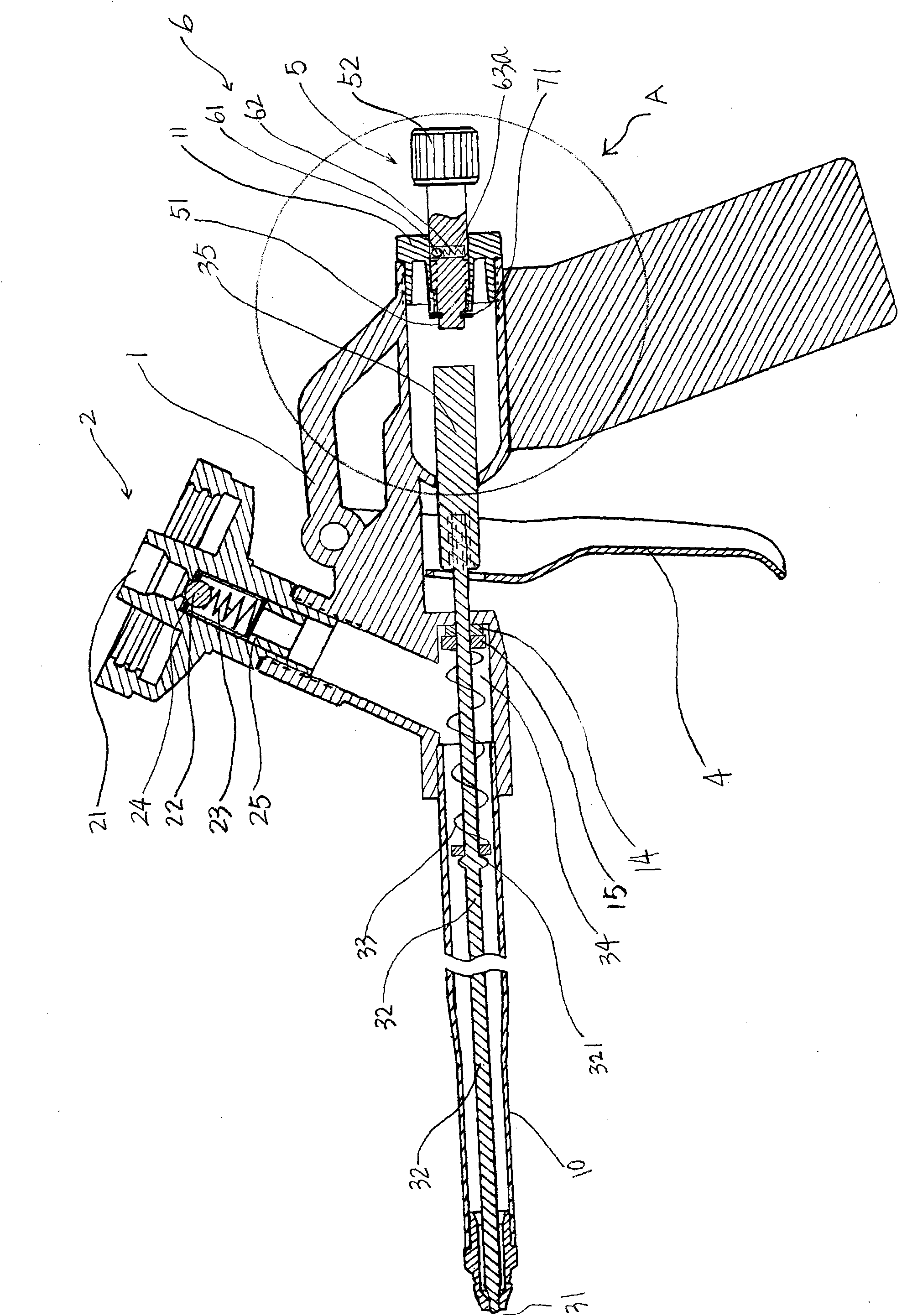 Foam caulking gun with safety mechanism