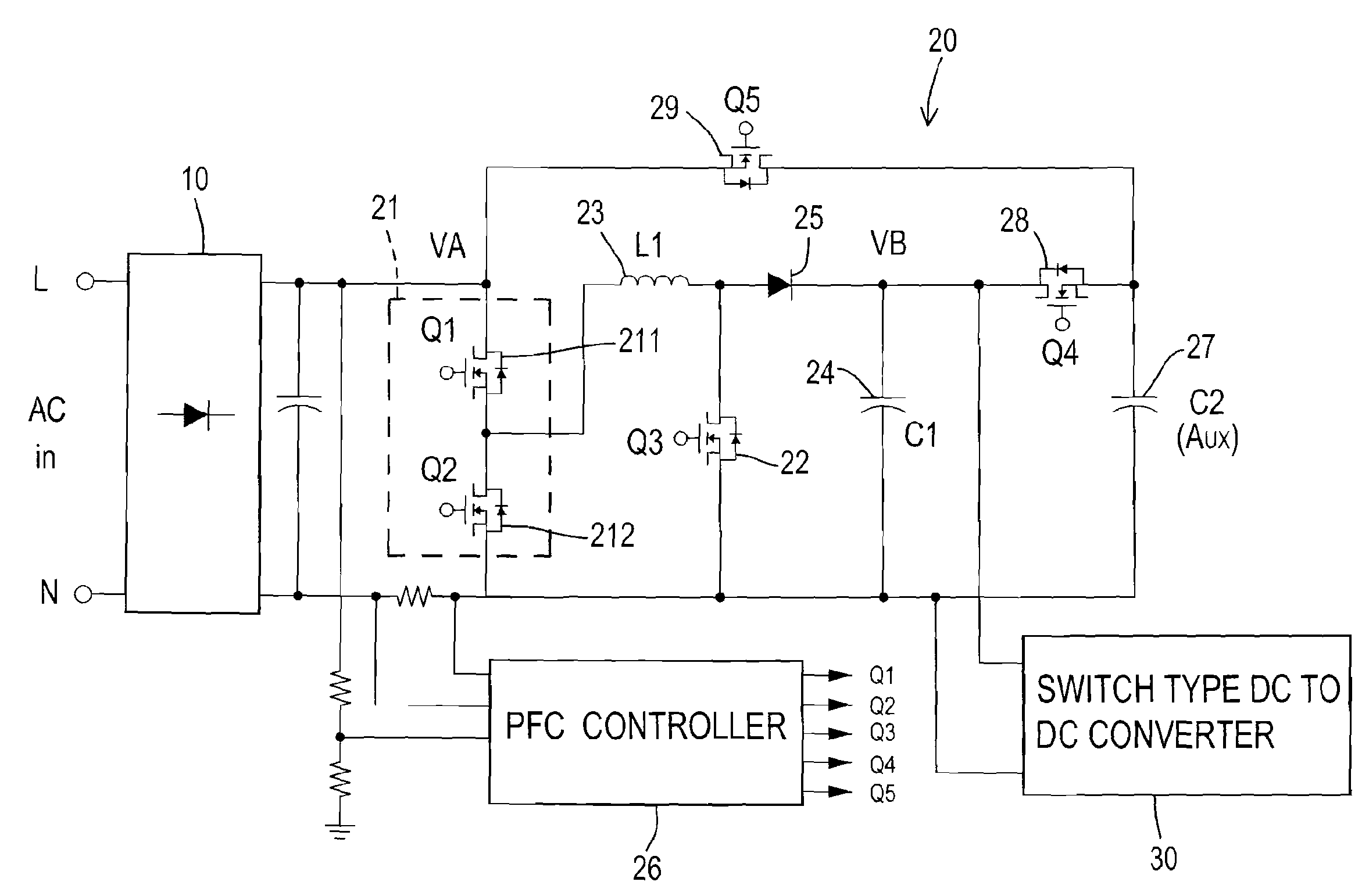 Ac to DC power converter with hold-up time function