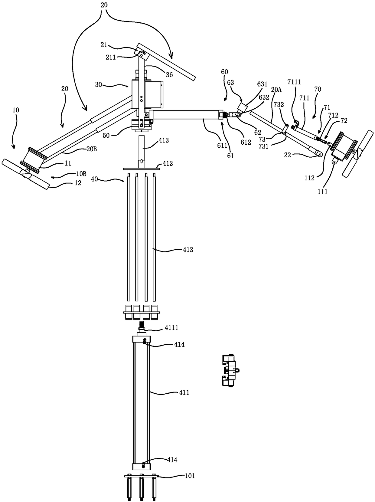 Knitting machine dust removing device capable of lifting and changing rotating angle