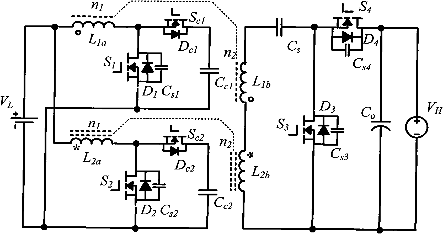Isolated bidirectional DC-DC converter realized by coupling inductor