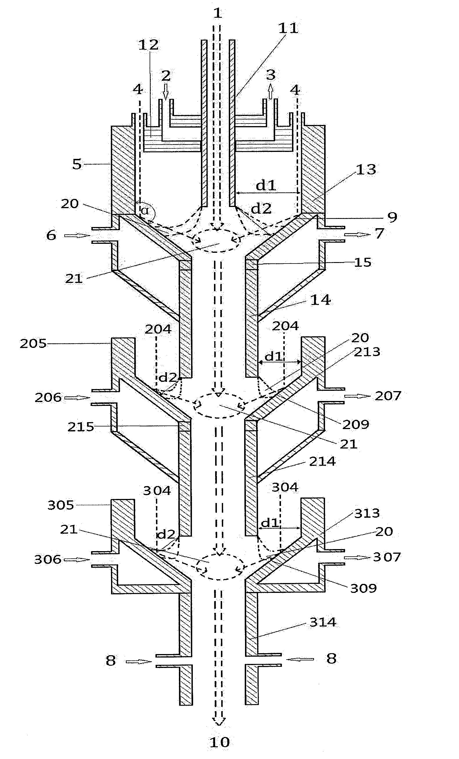 Multi-stage plasma reactor system with hollow cathodes for cracking carbonaceous material