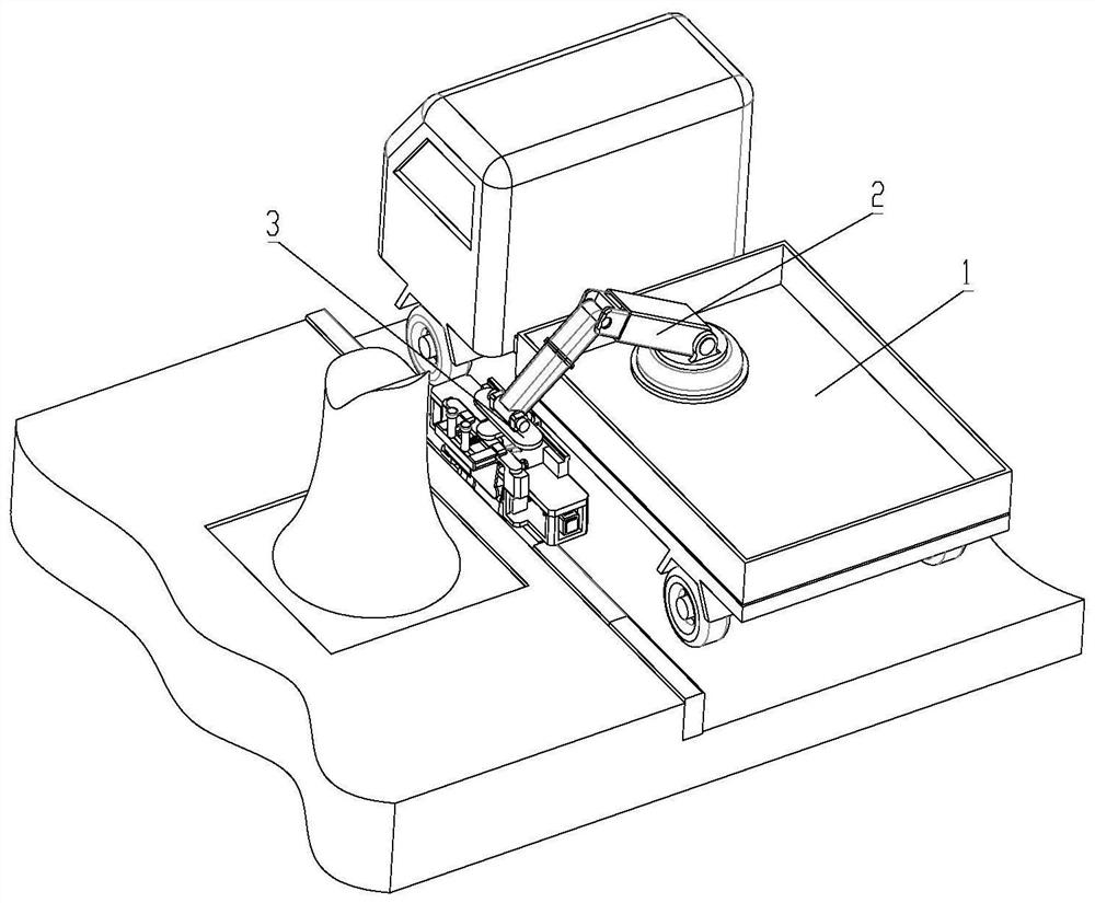 A device for shearing tree roots at curb stones