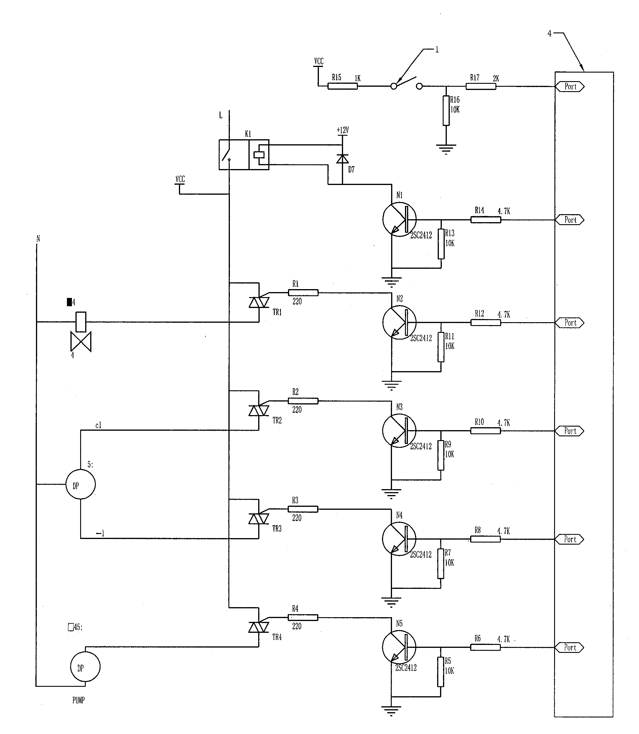 Detection circuit for washing machine door cover