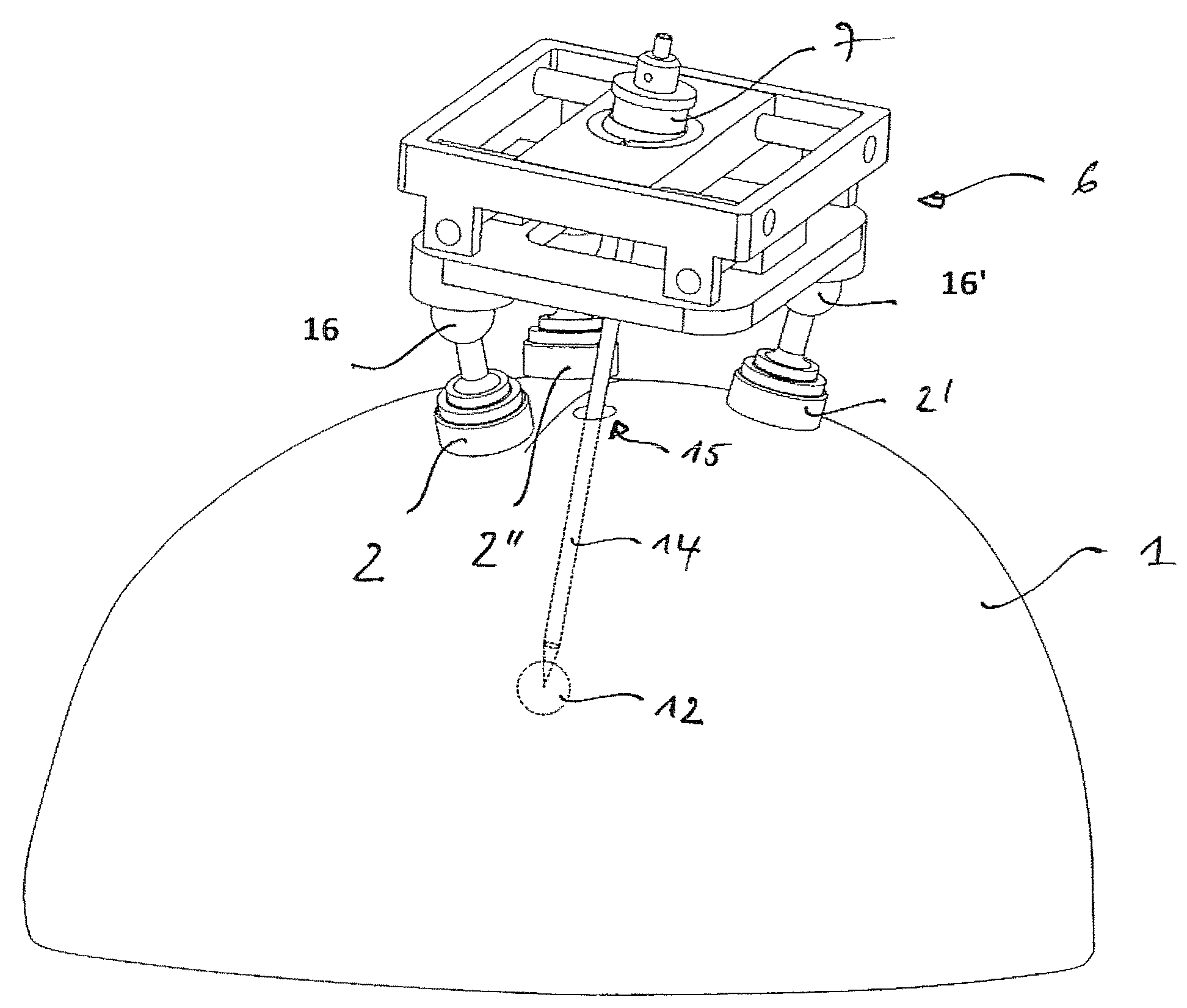 Adjustable stereotactic device and method for frameless neurosurgical stereotaxy
