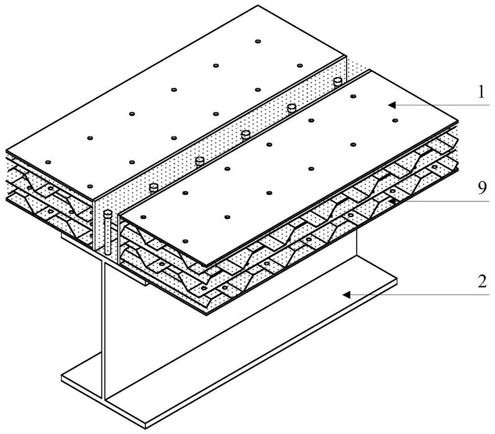 Combined shear-resistant assembled beam-slab combination system based on orthogonal corrugated steel plate bending-resistant tie composite floor slab