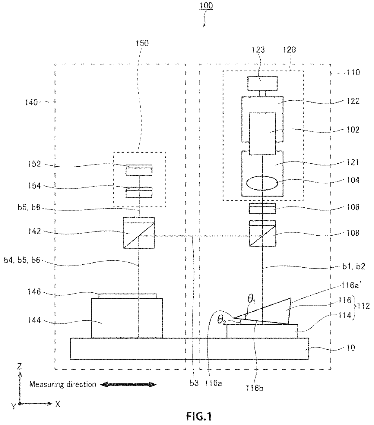 Relative position detection means and displacement detection device