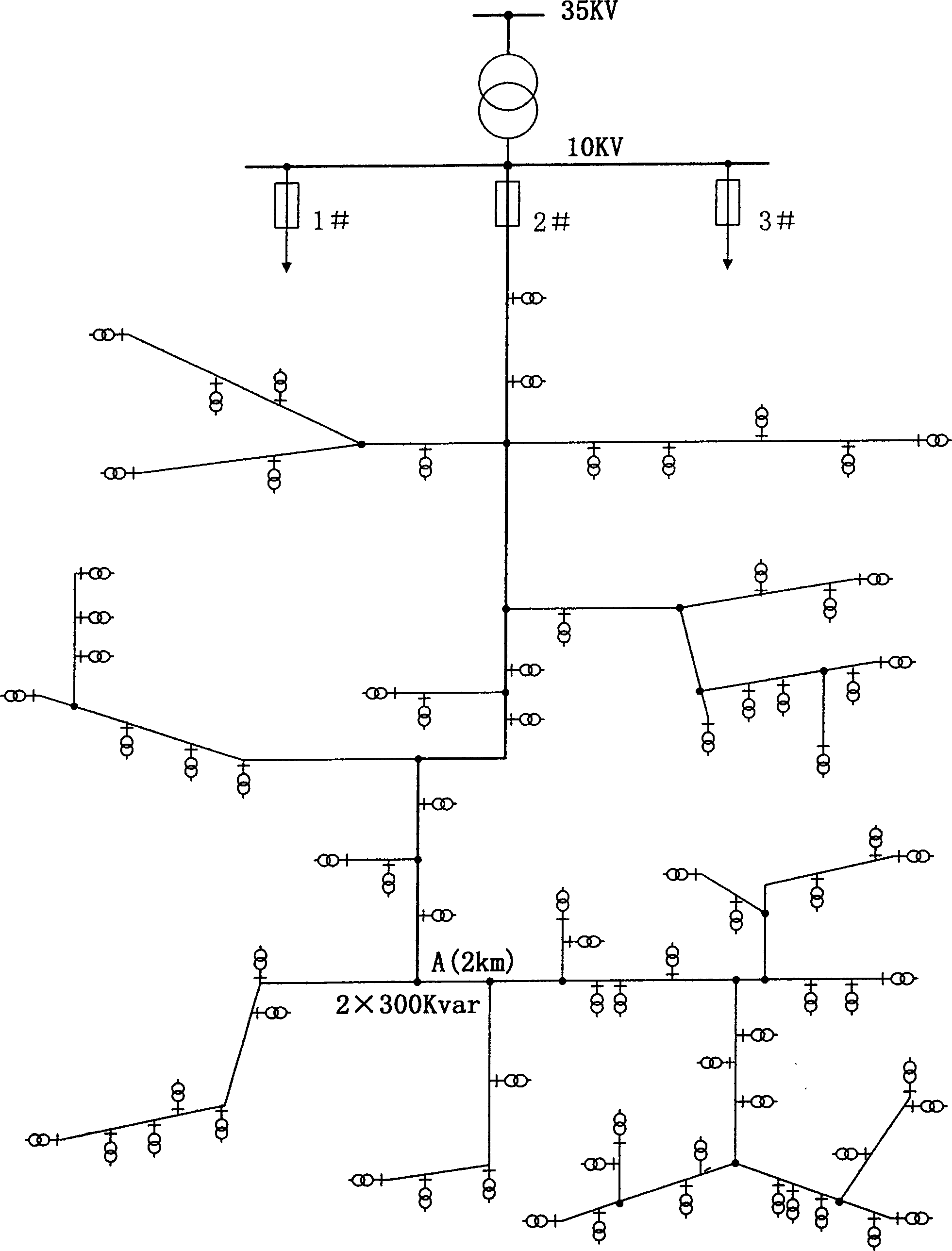 Reactive compensation method for countryside electric network