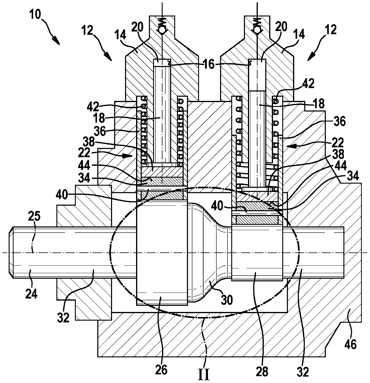 Camshaft for a pump, in particular a high pressure fuel pump, and pump having a camshaft