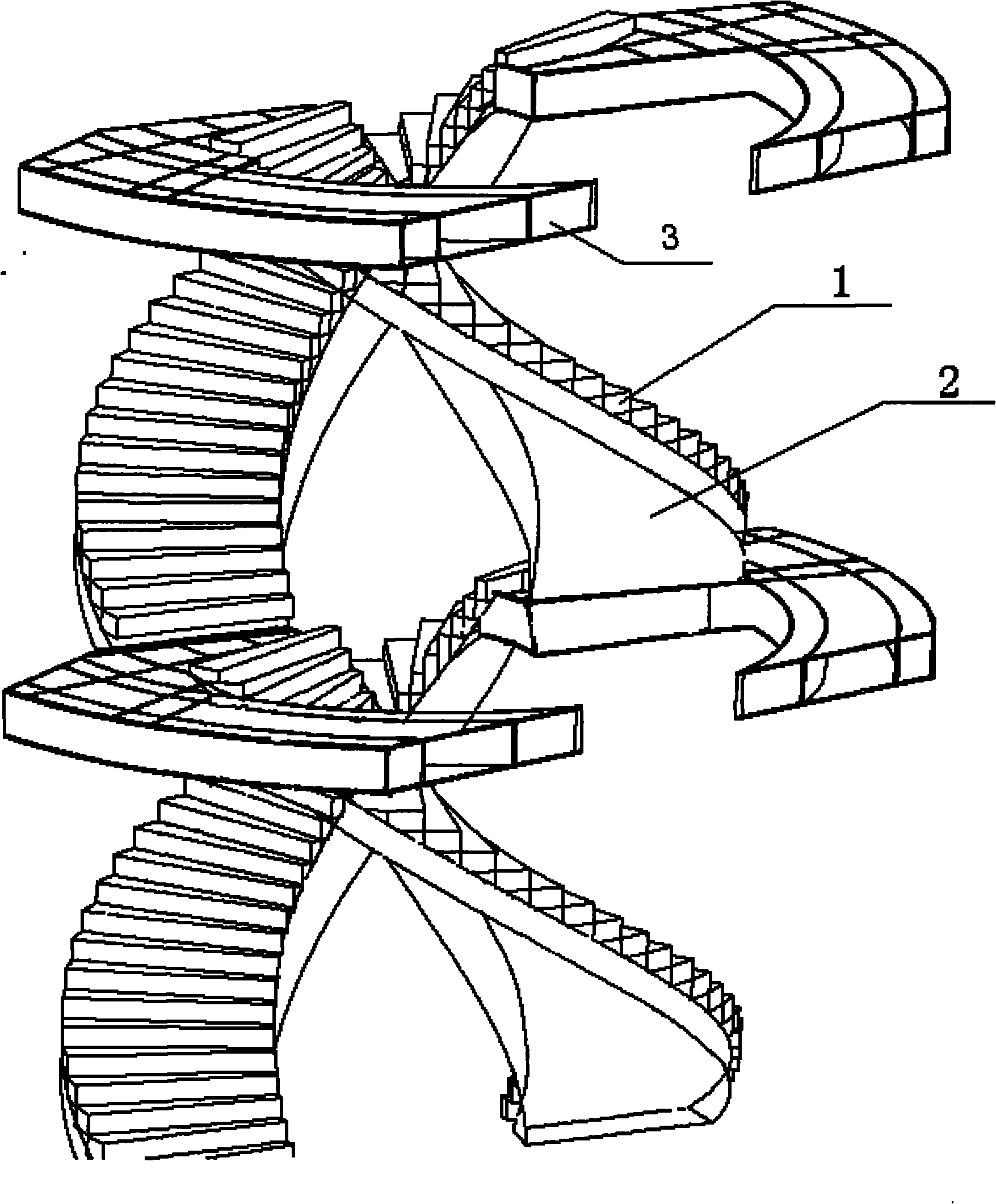 Method for manufacturing double-spiral steel staircase without middle standing pillar
