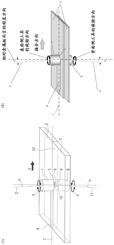 Double-sided friction stir welding method of metal plate and double-sided friction stir welding device