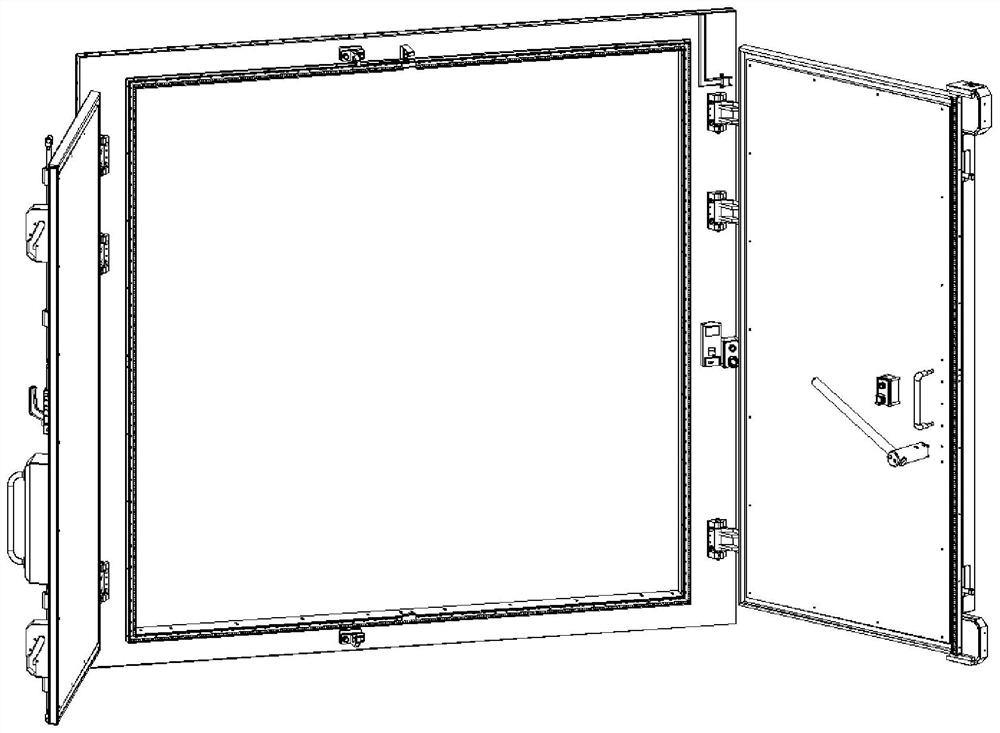 Shielding electric double-opening fan-shaped door