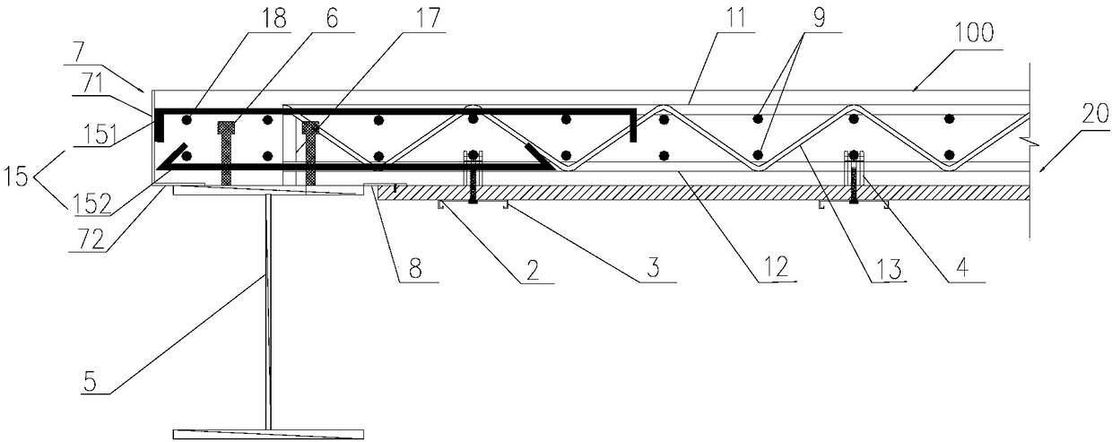 Steel bar truss plate end connecting joint structure and construction method thereof