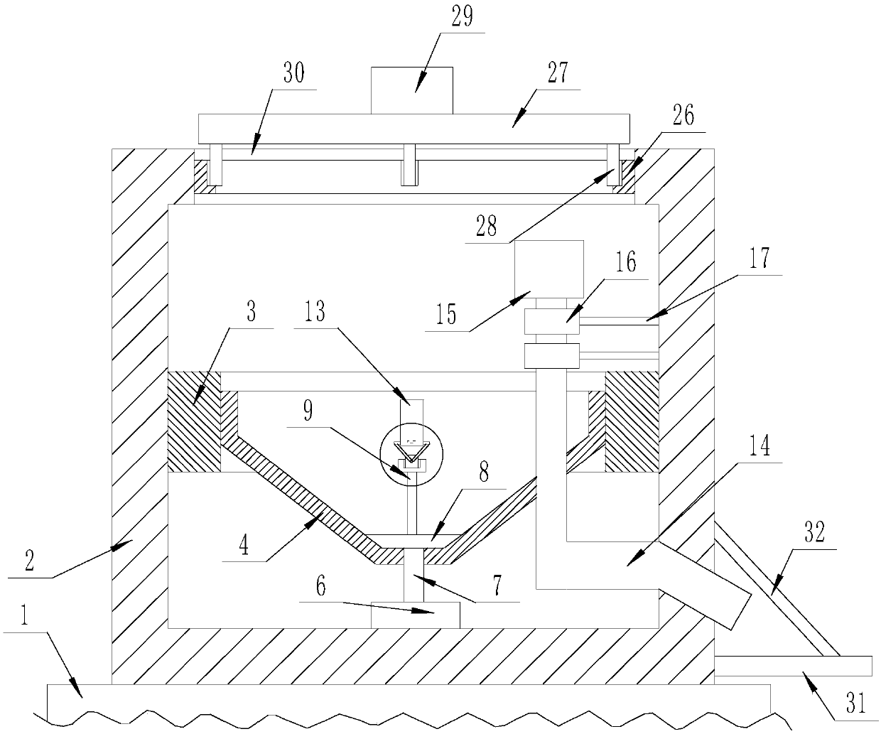 A rice bearing device for quantitative discharge