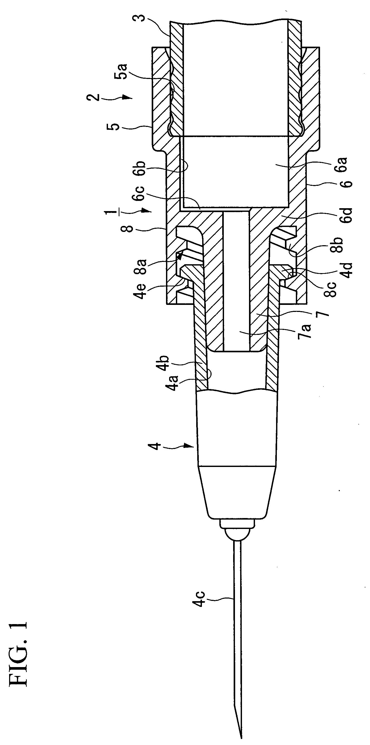 Luer-lock type cykindrical tip of syringe