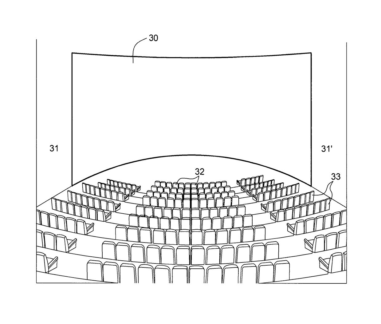 Method and system for creating wide-screen picture-dominance effect in a conventional motion-picture theater