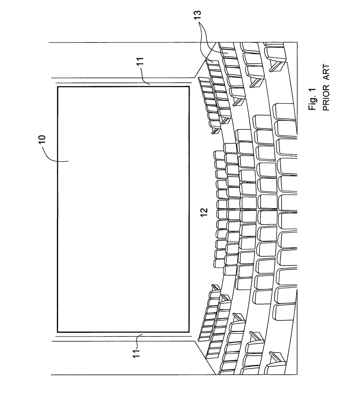 Method and system for creating wide-screen picture-dominance effect in a conventional motion-picture theater