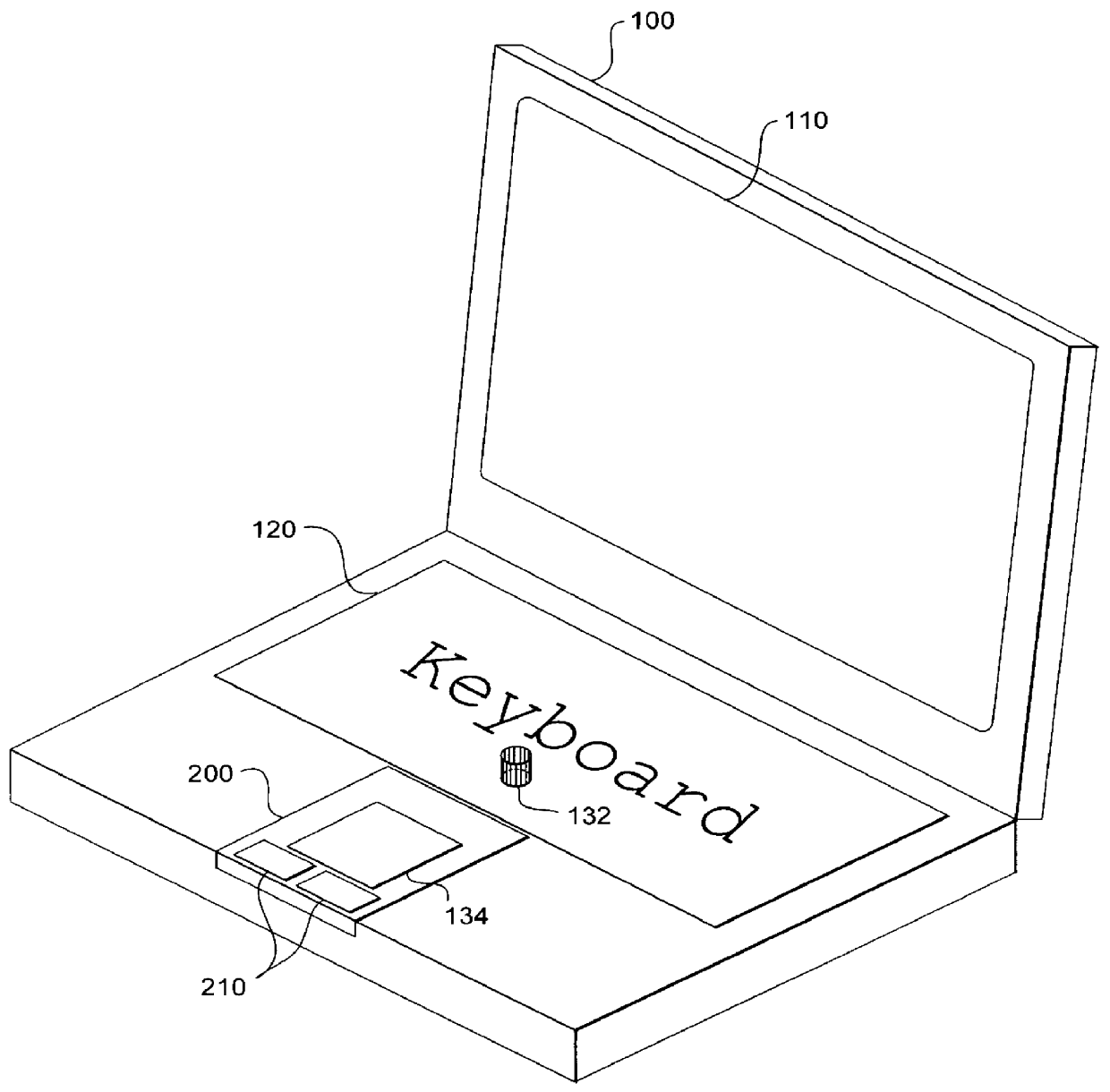 Laptop with buttons configured for use with multiple pointing devices