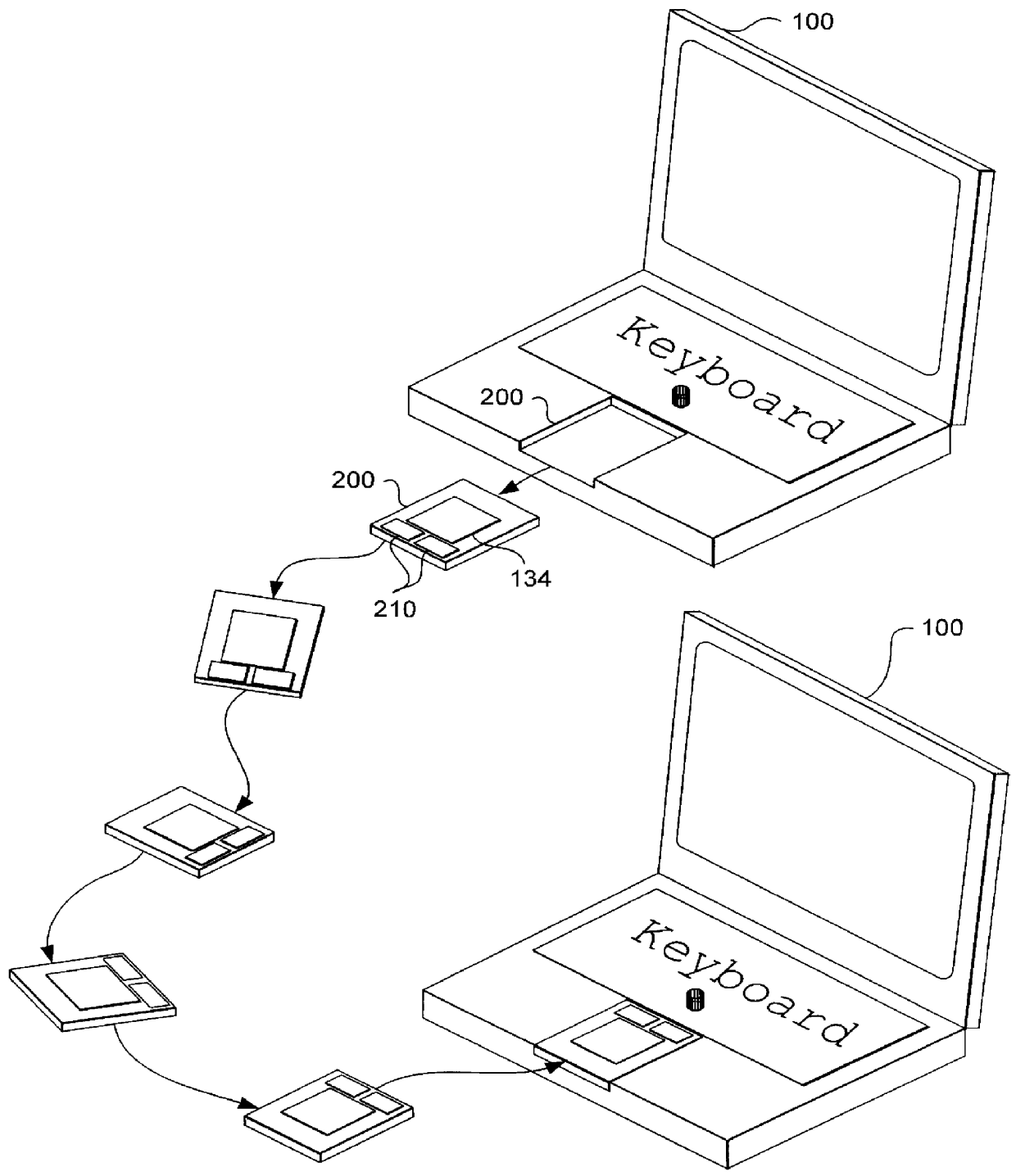 Laptop with buttons configured for use with multiple pointing devices