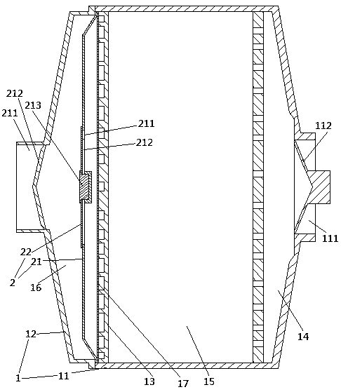 Gas particulate filter tank structure internally provided with one-way valve