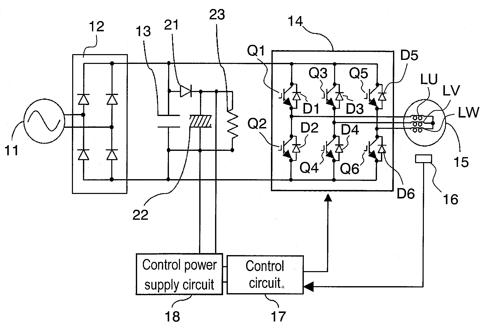 Motor frive inverter control apparatus