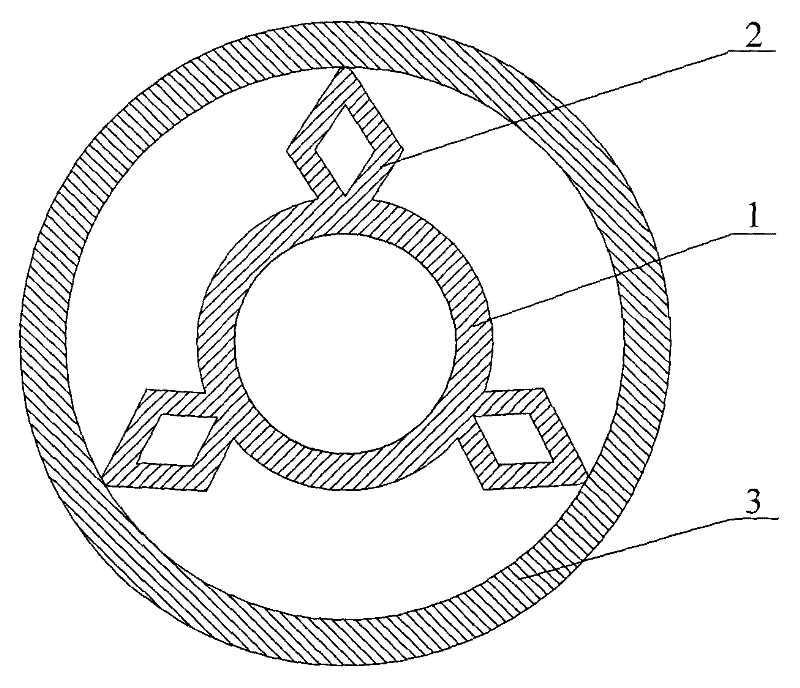 Rotary flexible shaft supporting tube with support blades having single-node diamond-annular sections