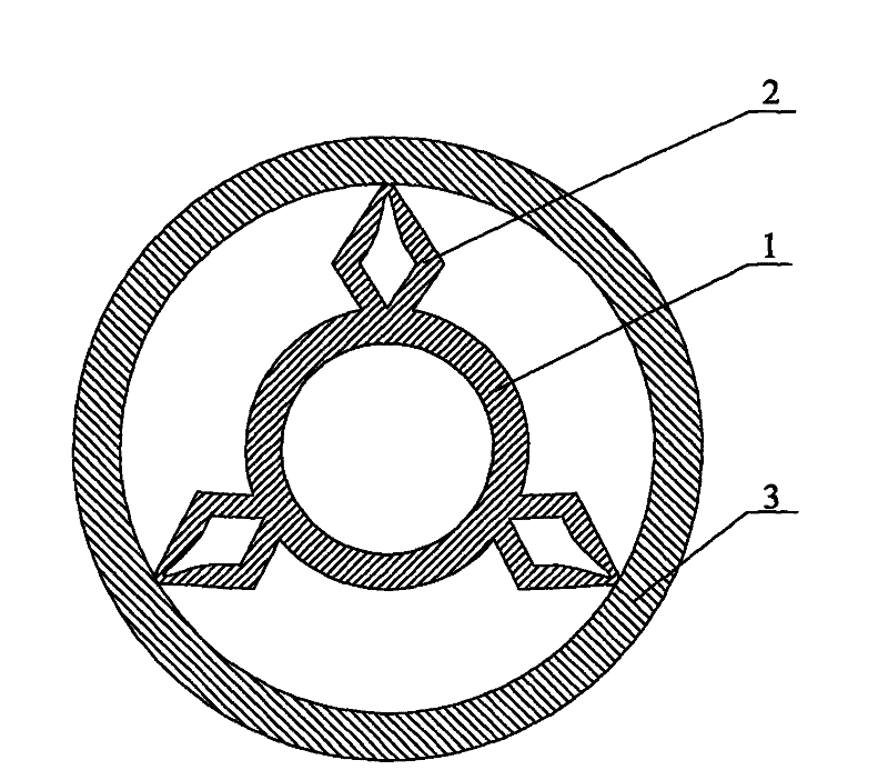 Rotary flexible shaft supporting tube with support blades having single-node diamond-annular sections