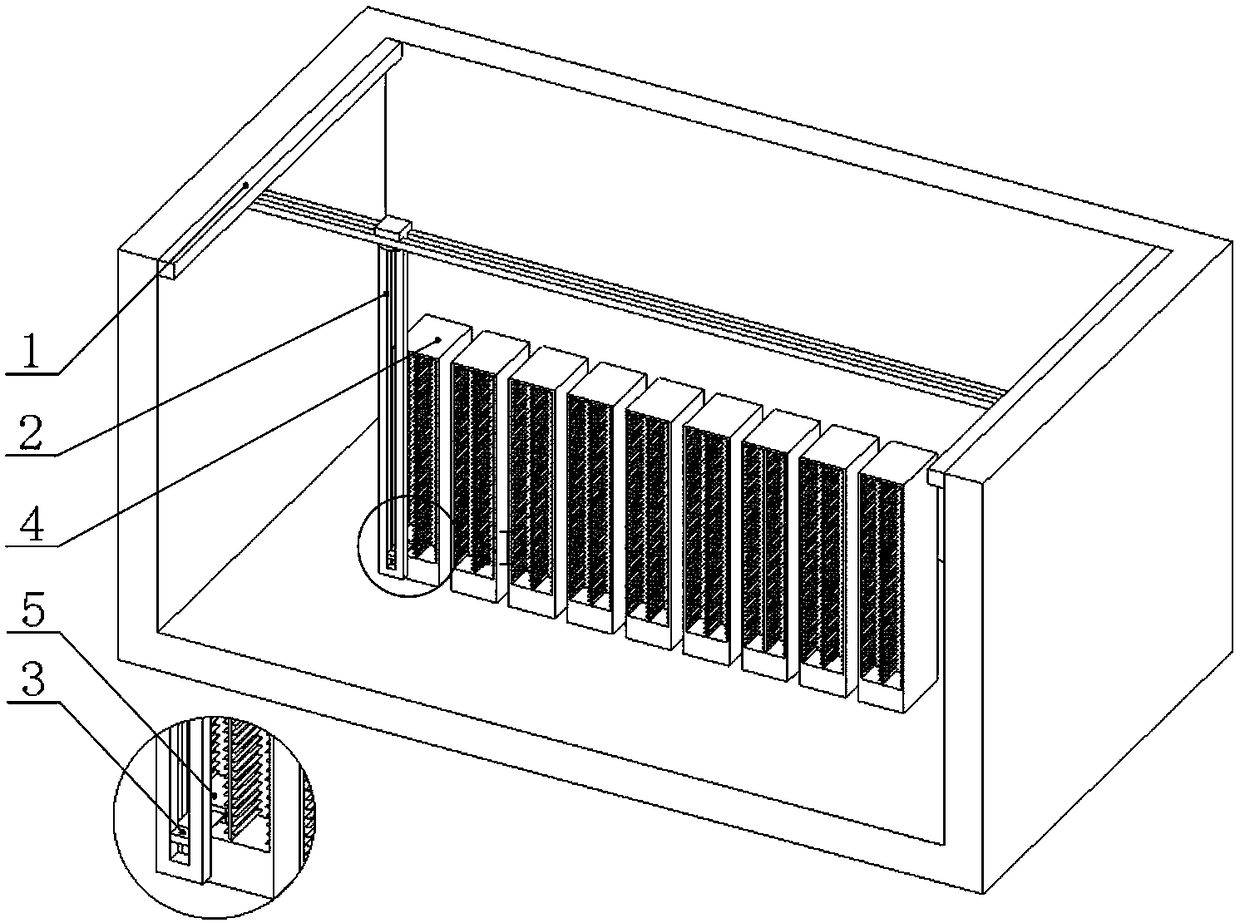 Telescopic mechanical arm type information storage entity piece management robot and method