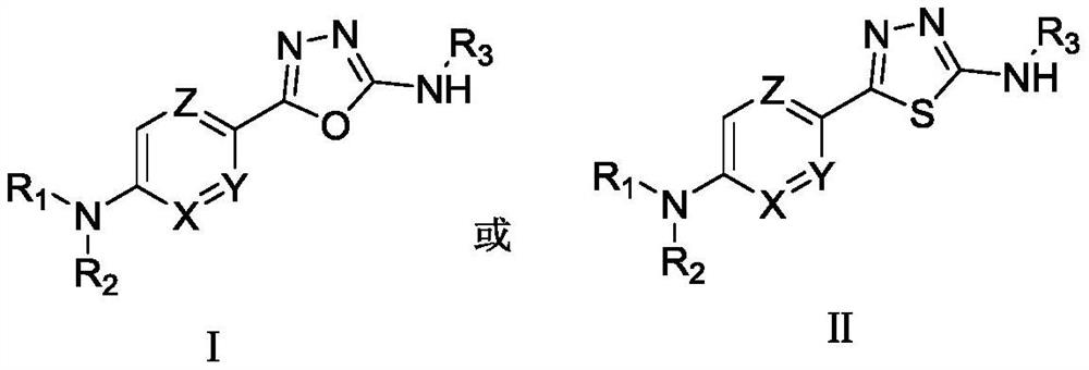 5-Aryl-1,3,4-thiodiazole/1,3,4-oxadiazole-2-amine compound and preparation method and application thereof