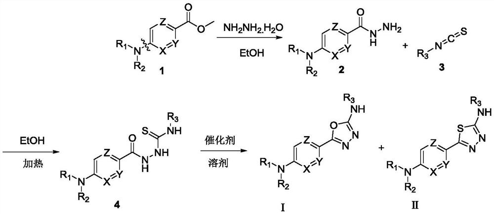 5-Aryl-1,3,4-thiodiazole/1,3,4-oxadiazole-2-amine compound and preparation method and application thereof