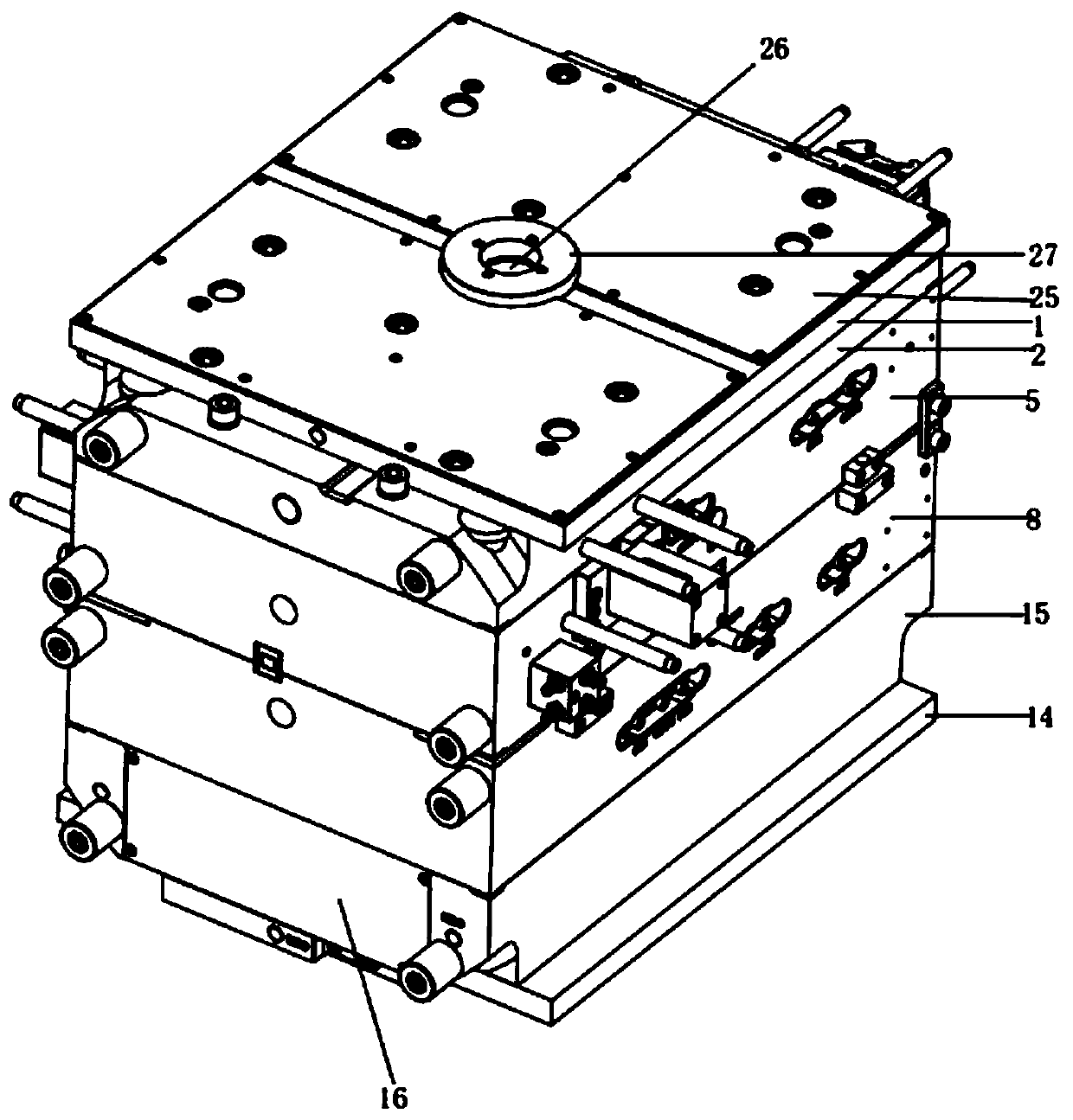 Upper cover forming mold of automobile engine junction box