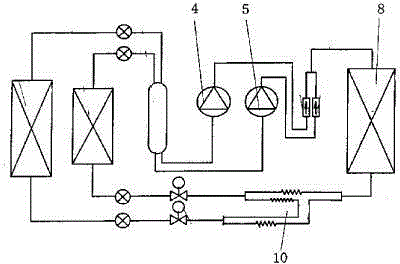 Refrigerating system of one-driving-two split type air-conditioning unit and control method of refrigerating system