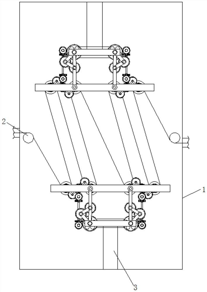 Fabric finishing, drying and stretching device based on gear transmission