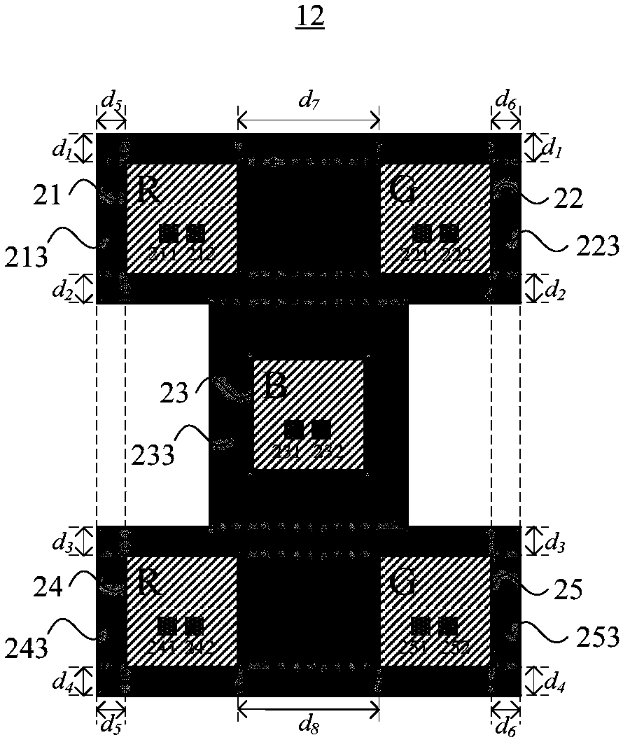 Virtual LED display module based on three-color H-shaped LED chips and two-time frequency display method