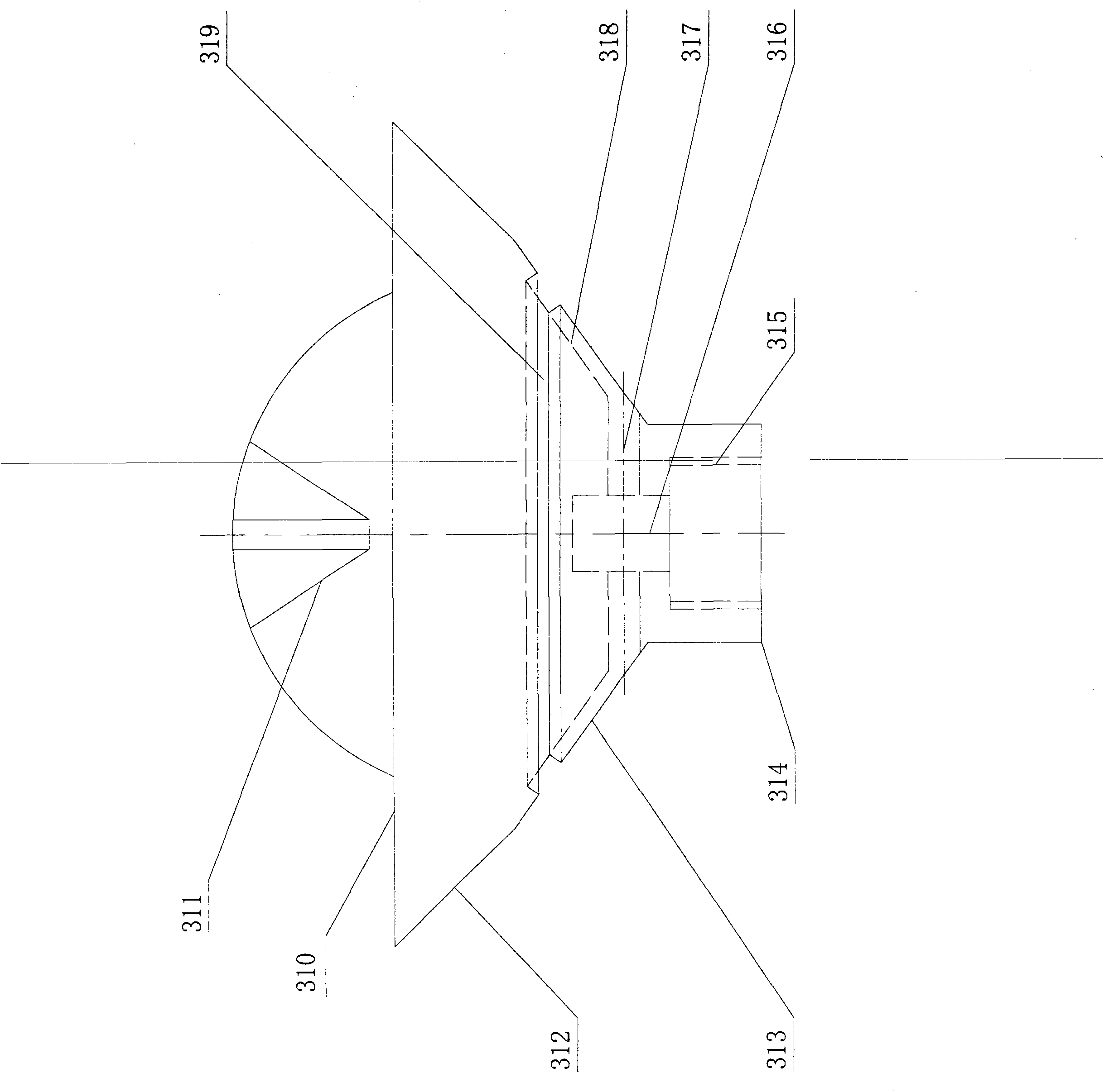 Conical-face spray nozzle without blockage or air resistance and method for forming conical-face aerial fog