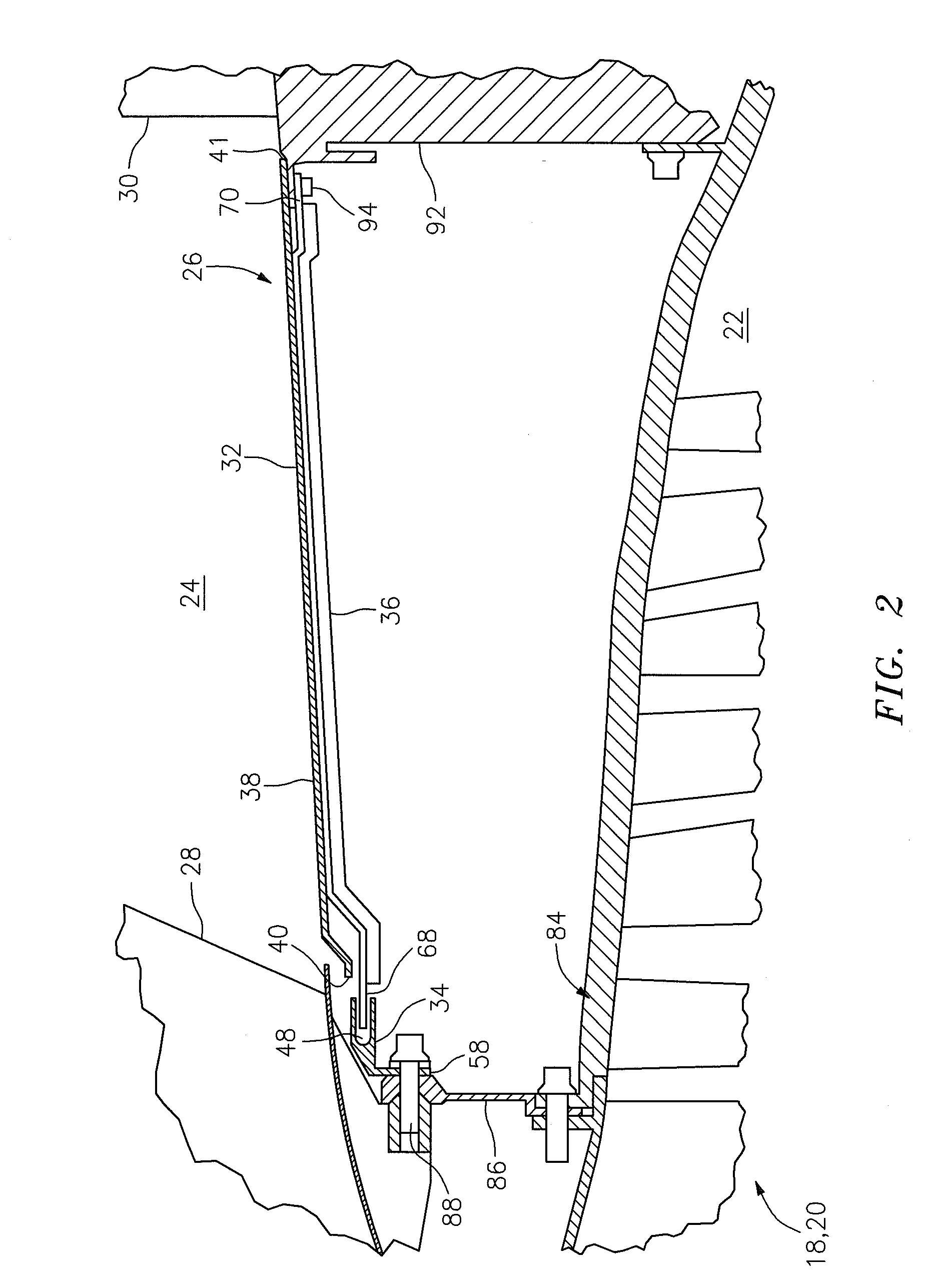 Flexible connection between a wall and a case of a turbine engine