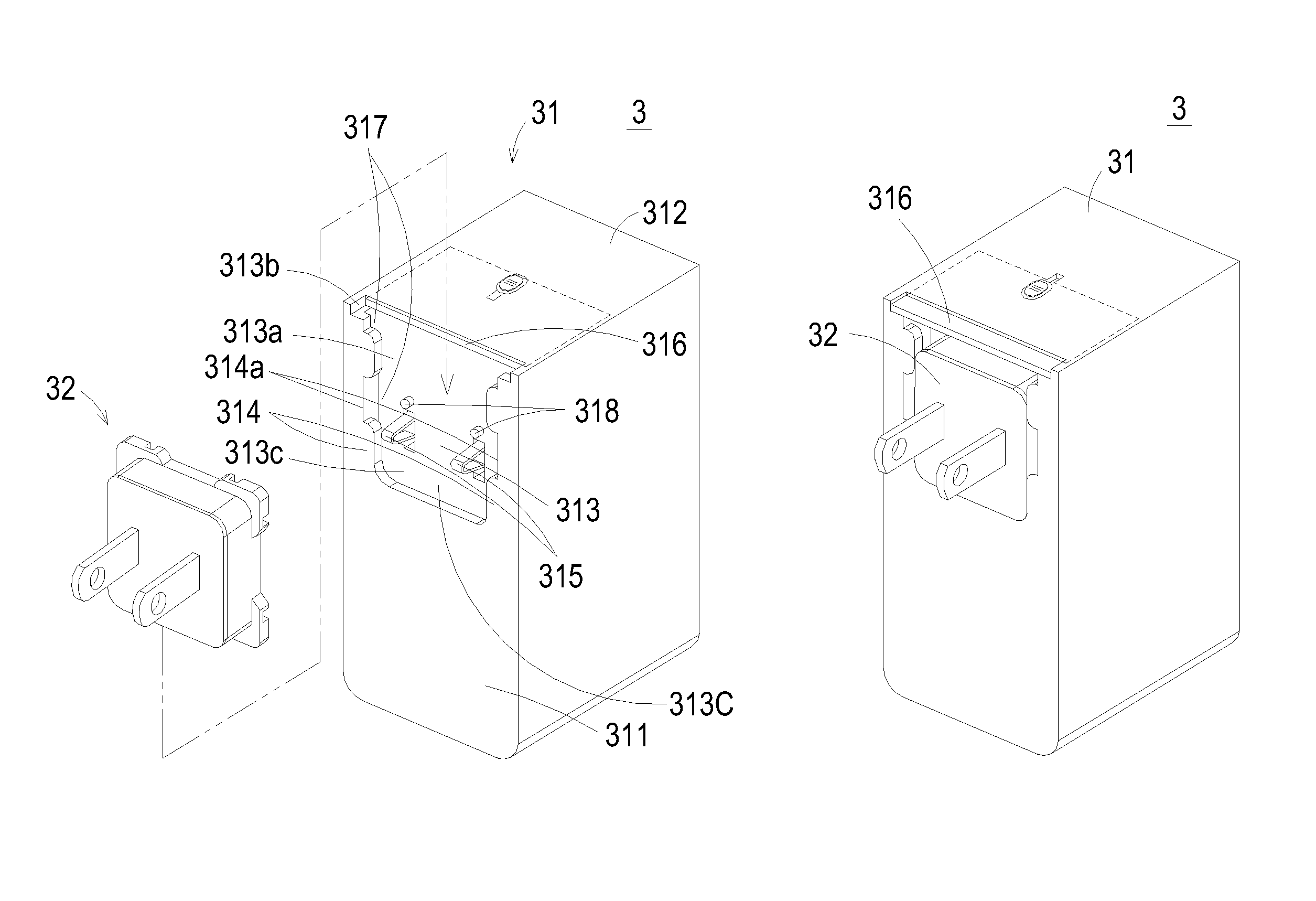 Power adapter with interchangeable connectors and power supply having the same
