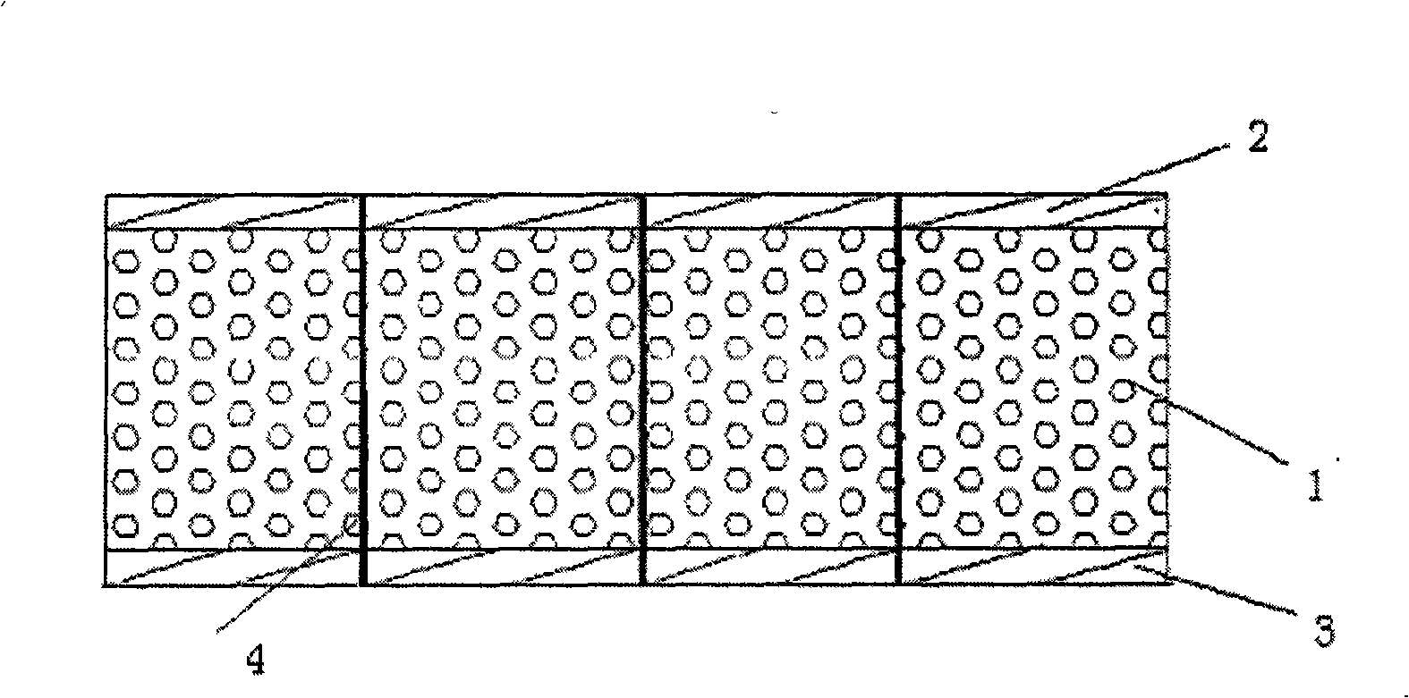 Foam sandwich extensional organization composite material and method of producing the same