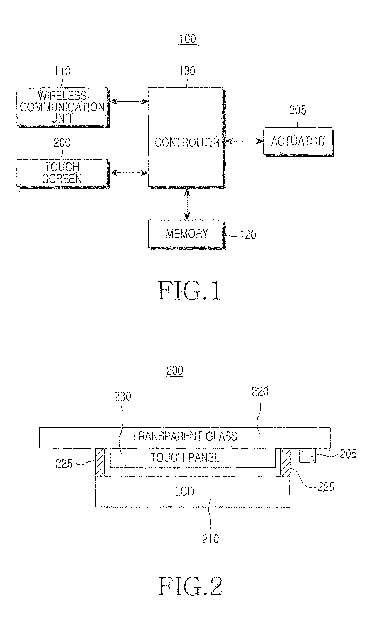 Method for providing haptic feedback in a touch screen