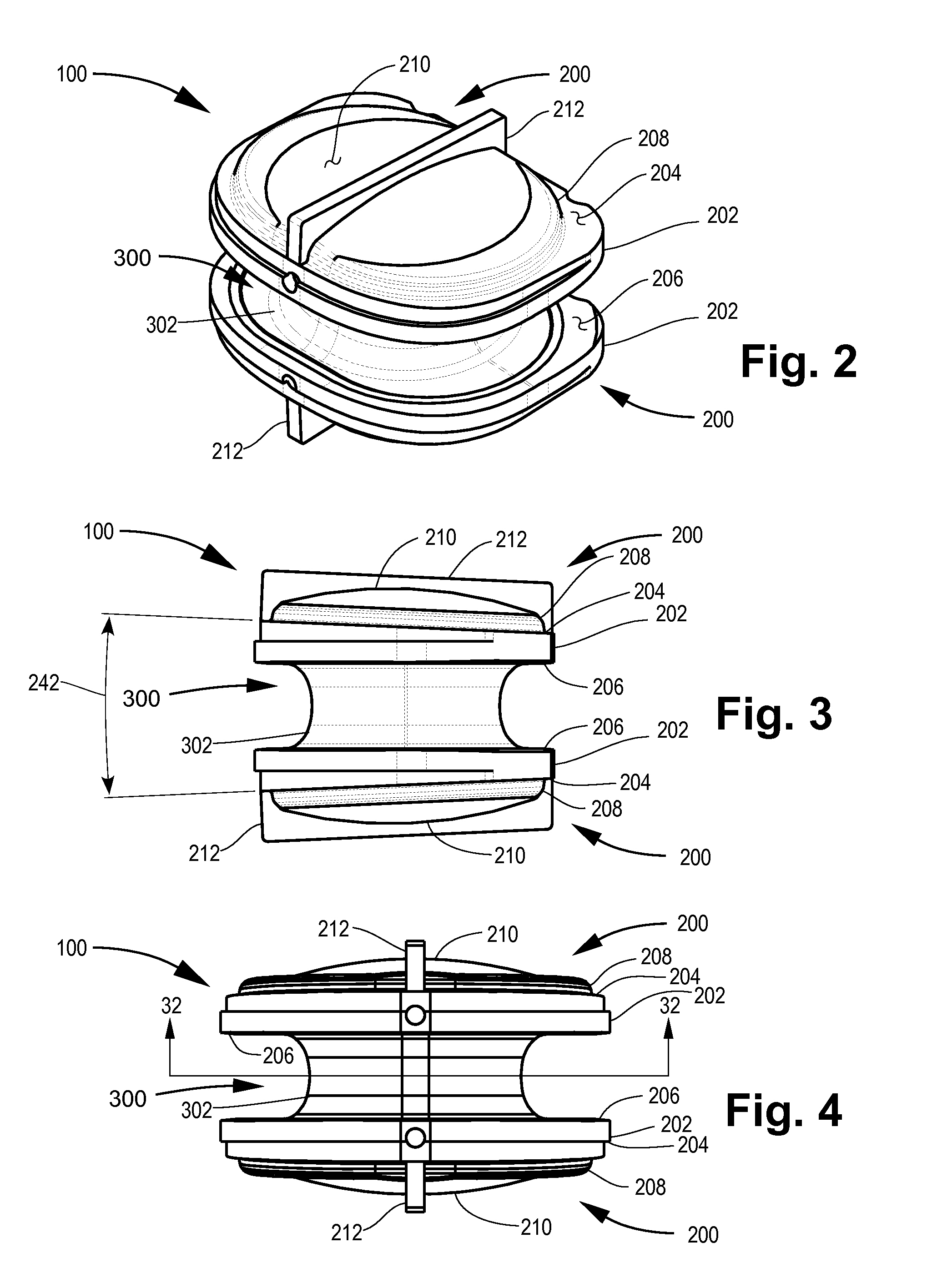 Orthopedic device assembly with elements coupled by a retaining structure