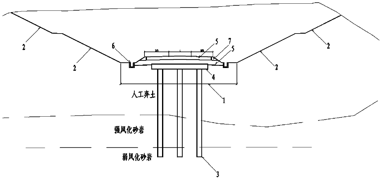 Construction method of excavated roadbed of high-speed railway in deep artificial spoil area