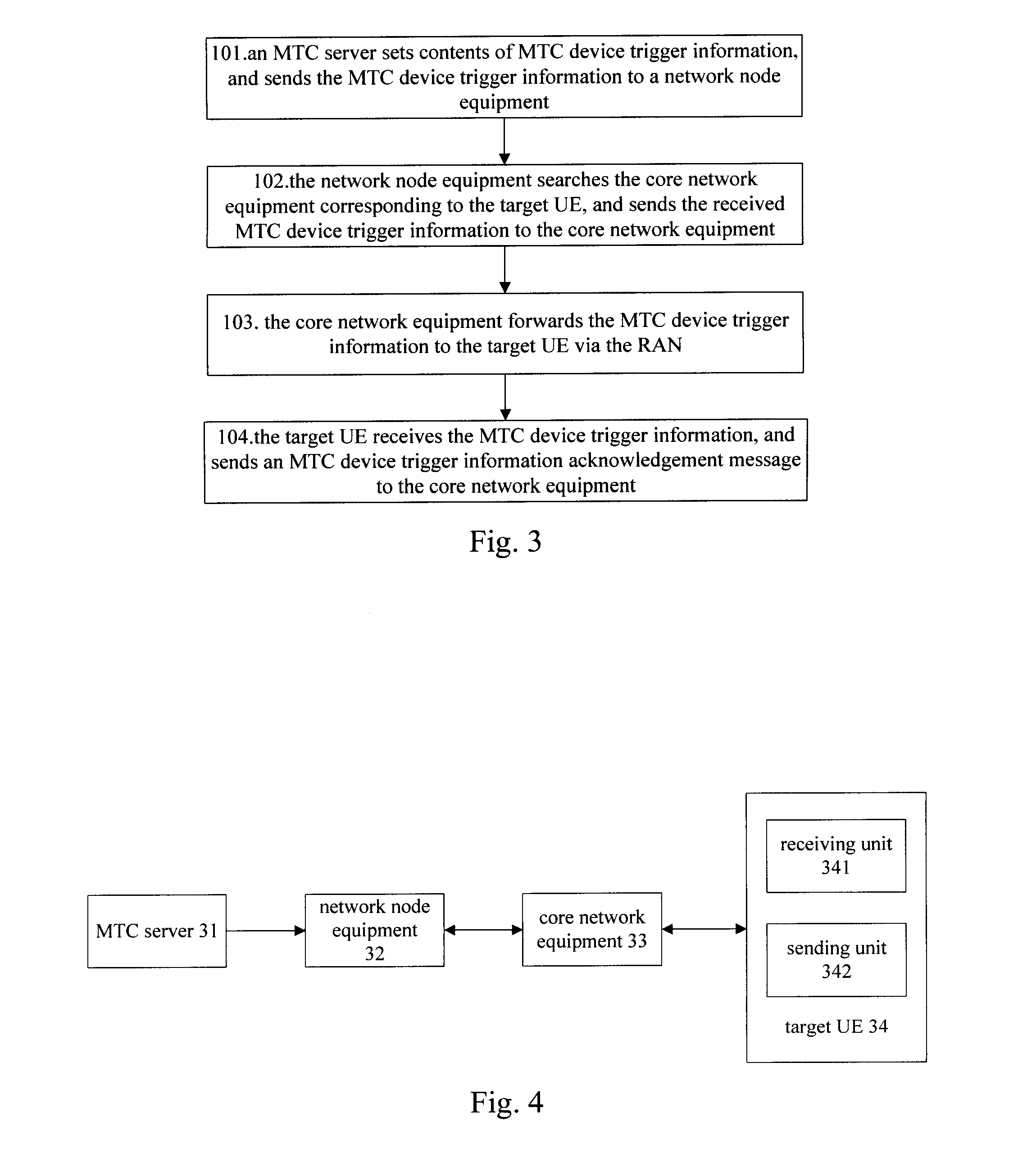 Method and system for sending mtc device trigger information, and target user equipment