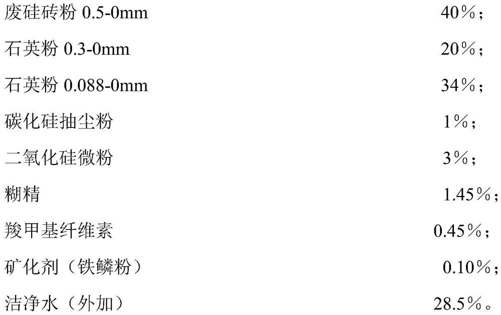 A kind of siliceous refractory mud with excellent high temperature performance