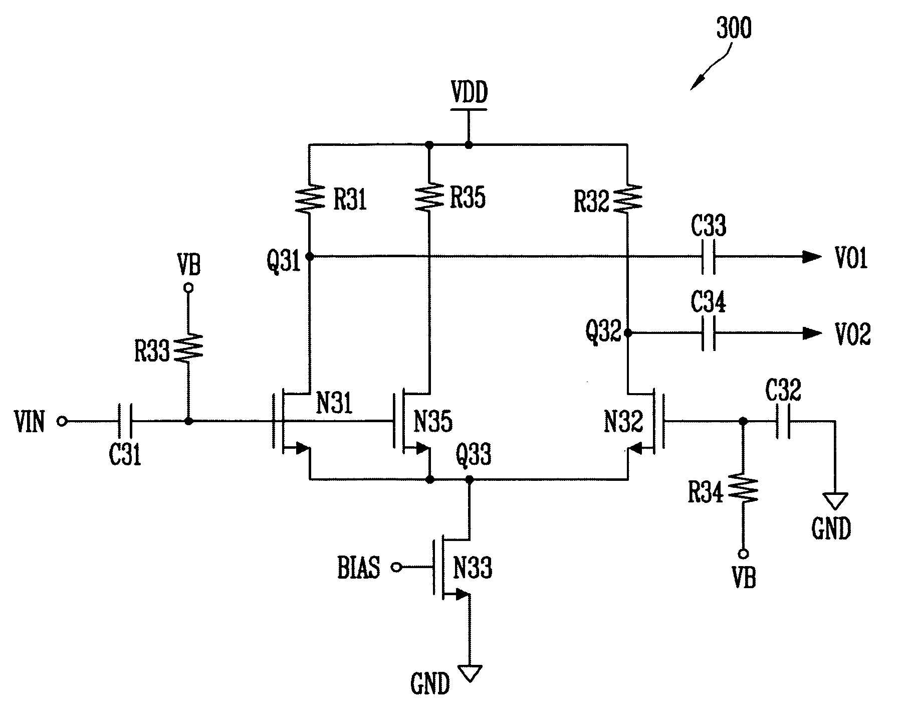 Wideband active balun circuit based on differential amplifier