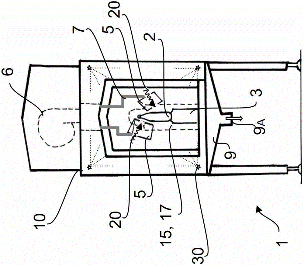 Drying device for containers and method for cleaning such a drying device